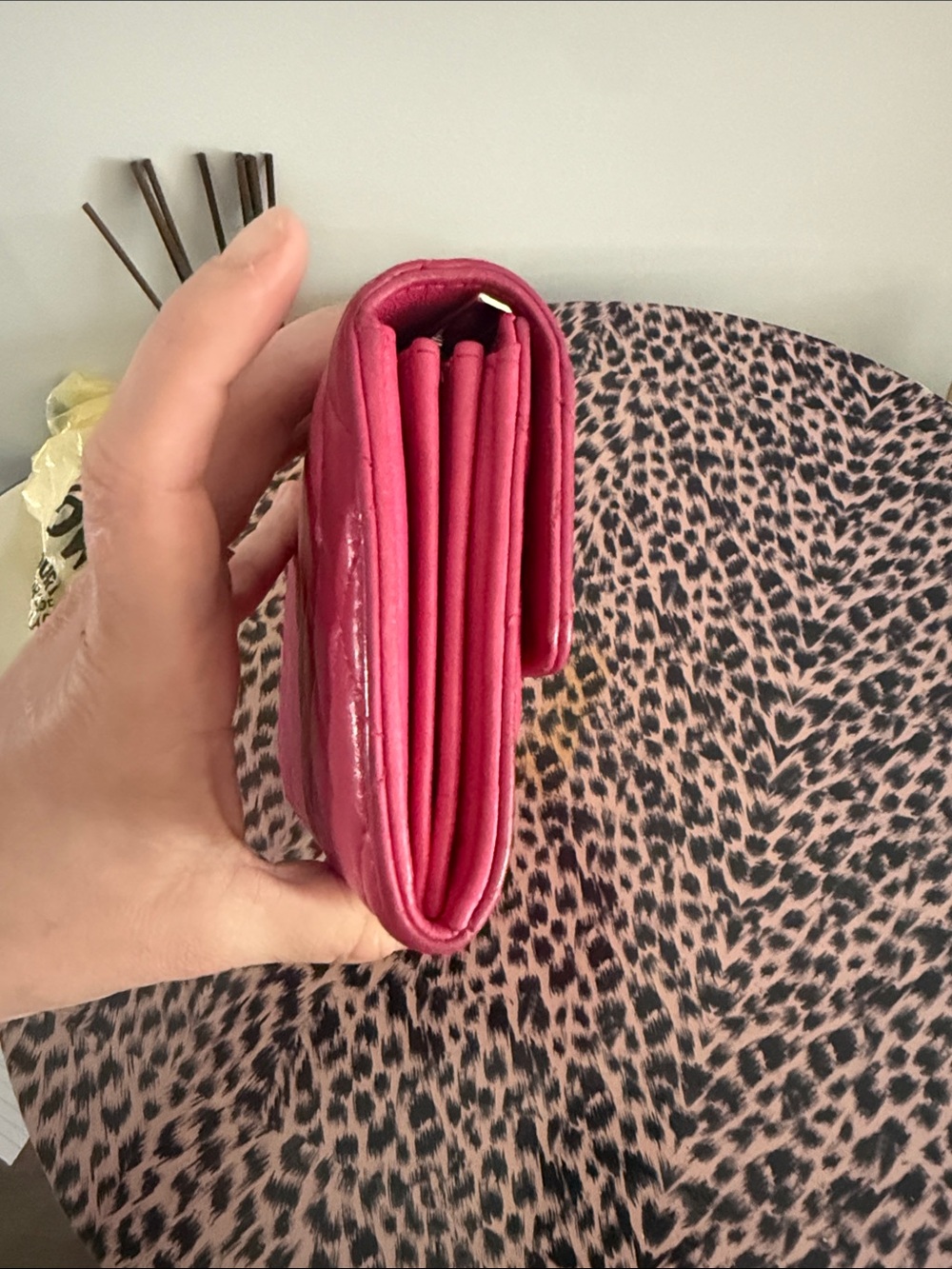 CHANEL Fuchsia Quilted Leather Wallet with Silver CC - Picture 4 of 6